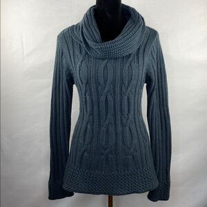 Vintage Y2K Bandolino Grey Cowl Neck Cable Knit Sweater Size Medium